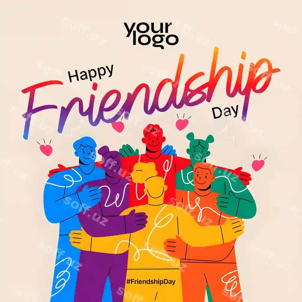 Baxtli do'stlik kuni uchun ijtimoiy tarmoqlar posteri | Happy friendship day social media poster