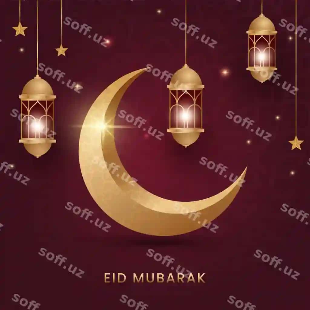 Hayit muborak tabrik xati islam bezatmasi bilan | Eid mubarak greeting card with islamic decoration