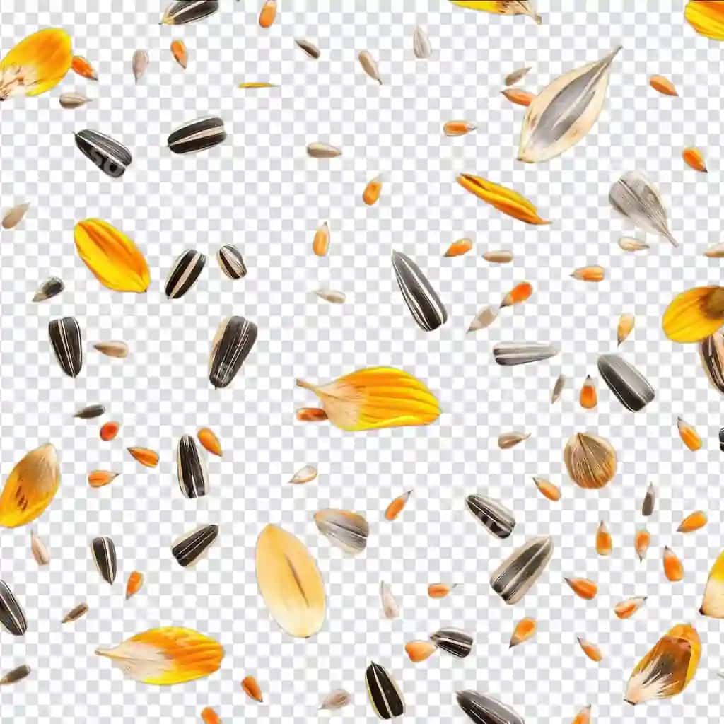 Qizartirmoqli urug'lari san'atlik tarzda tarqatilgan | Sunflower seeds scattered artfully