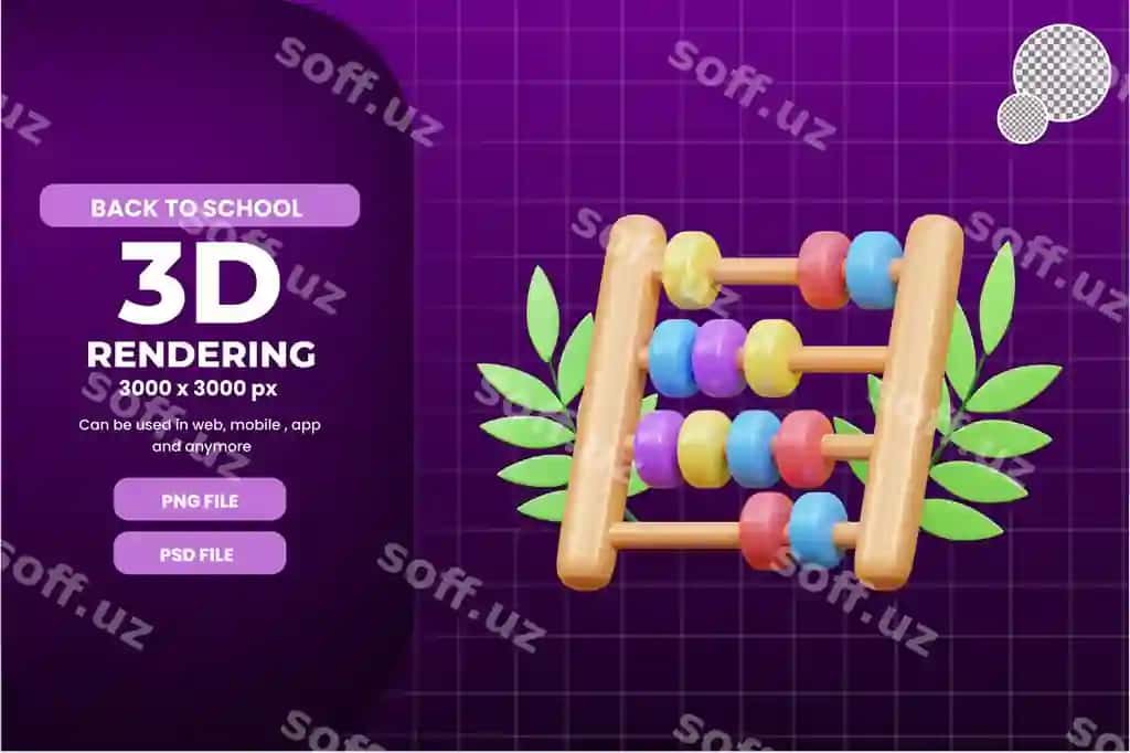 3d abakus ikonka illustratsiya obyekt premium psd | 3d abacus icon illustration object premium psd