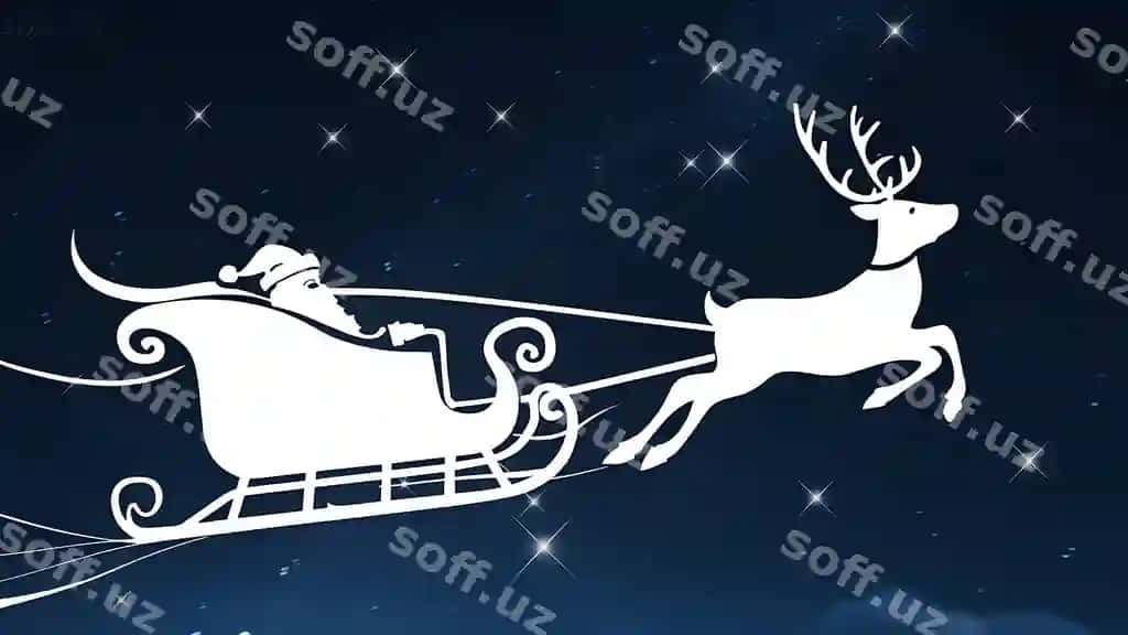 Yulduzli tun fonida minimalist Santa chanasi silueti | Minimalist santas sleigh silhouette against starry night