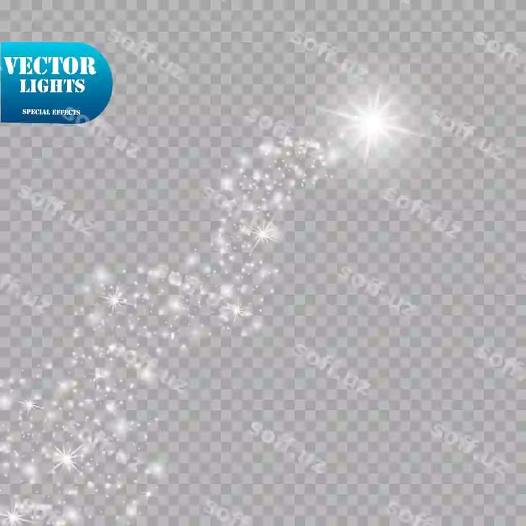 Yorqin komet tushadigan yulduz bilan parchalash yorqinlik effekti illustratsiyasi | Bright comet with falling star glow light effect illustration