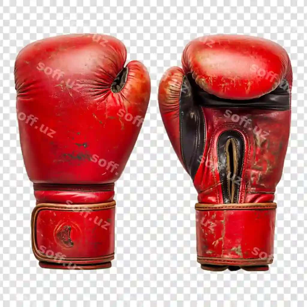 Qizil boks qo'lqoplari jangovar sport anjomlari | Worn red boxing gloves combat sport equipment