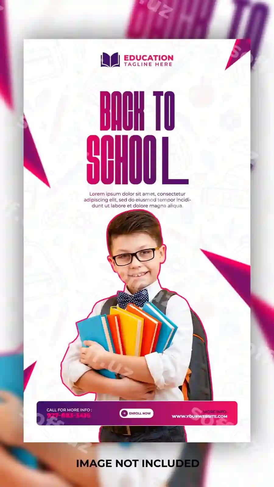 Maktab qaytish hikoyasi uchun shablon dizayni | Back school story template design