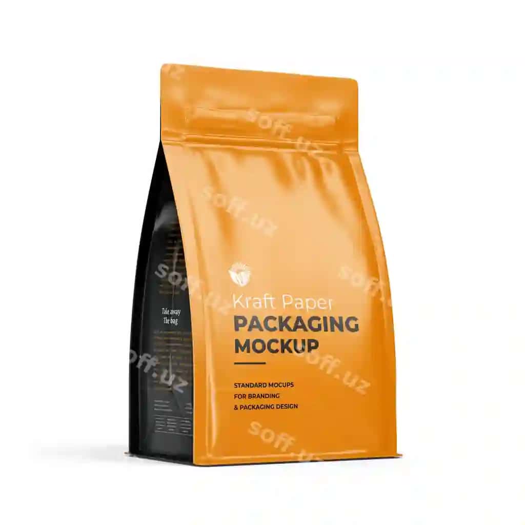 Mat ovqat konteyneri qahvo sacki namunasi | Matte food container coffee bag mockup