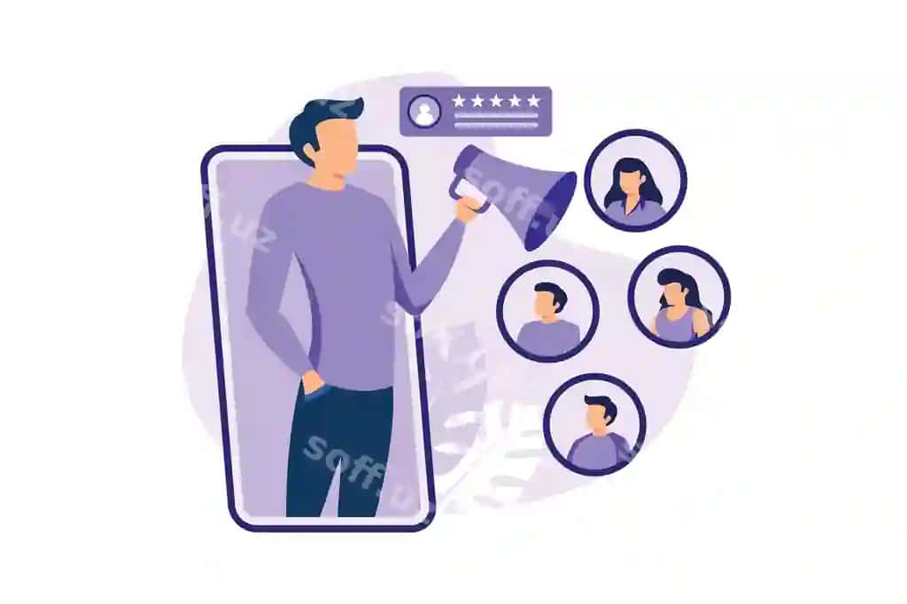 Brend advokati zamonaviy flatsiz dizayn illustratsiyasi | Brand advocate flat modern design illustration