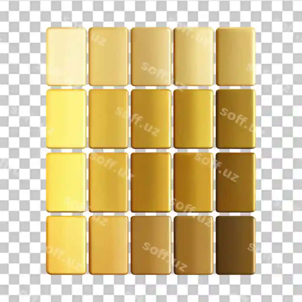 Oltin gradient ranglar palitasi 3d illustratsiyasi ajraltirilgan shaffof | Gold gradient color palette 3d illustration isolated transparent