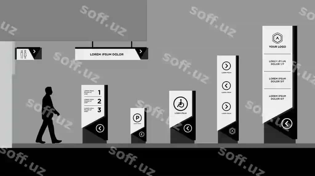 Tashqi va ichki belgilar shablonlari komplekti korporativ identitet | Exterior interior signage template set corporate identity