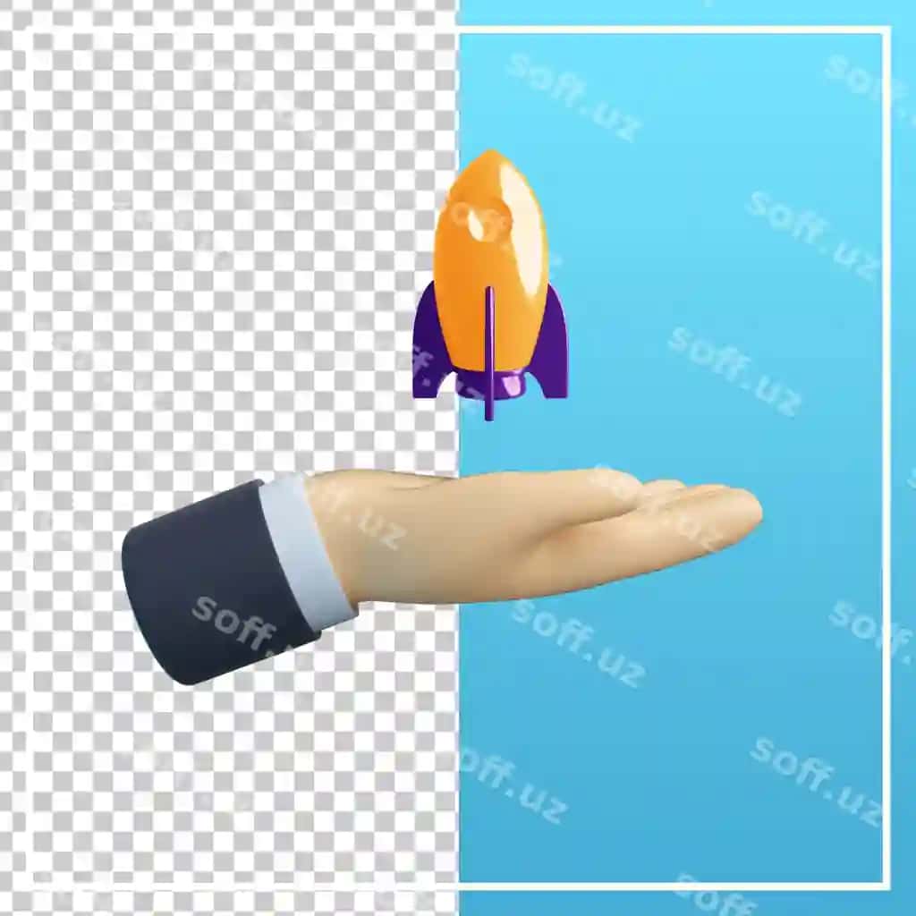 3d qo'l raketa ikonkasi bilan ajraltirilgan | 3d hand with rocket icon isolated