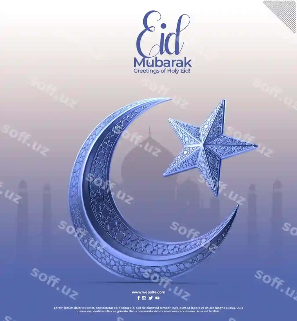 Fitr bayrami tabrigi shabloni olinq fon bilan bezatilgan | Eid al fitr greeting card template decorated with transparent background
