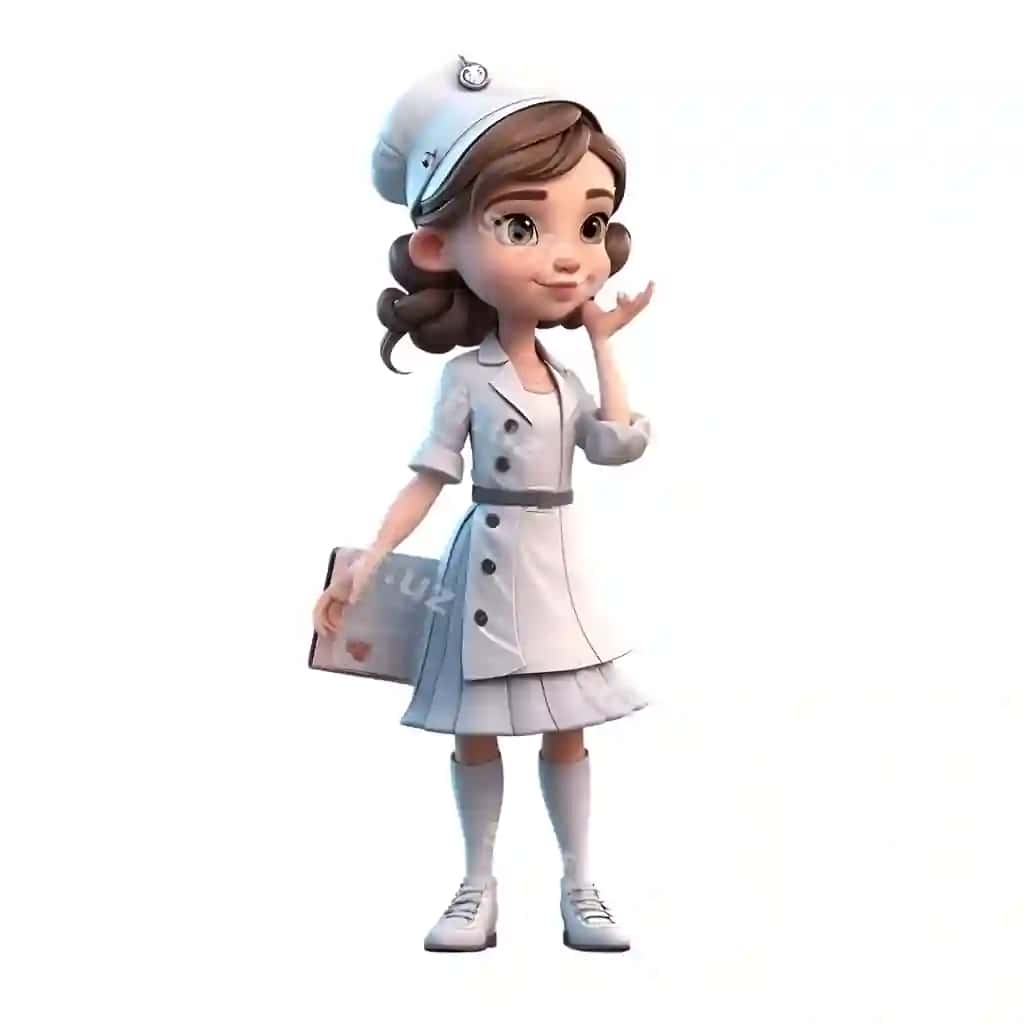 3d render kichik shifokor blocknot va stetoskop bilan | 3d render little nurse with notepad stethoscope