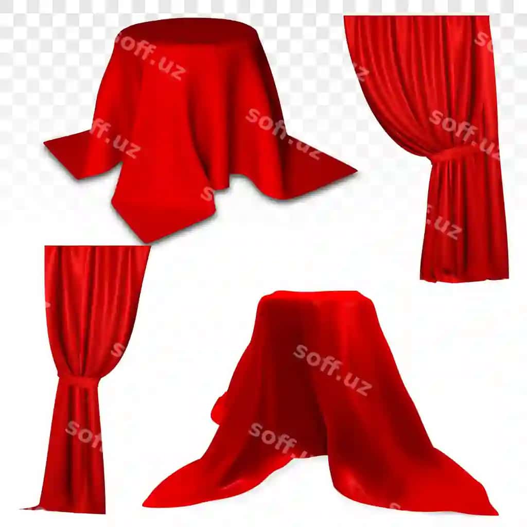 Qizil paranqr 3d realistik vektor komplekt | Red curtain 3d realistic vector set