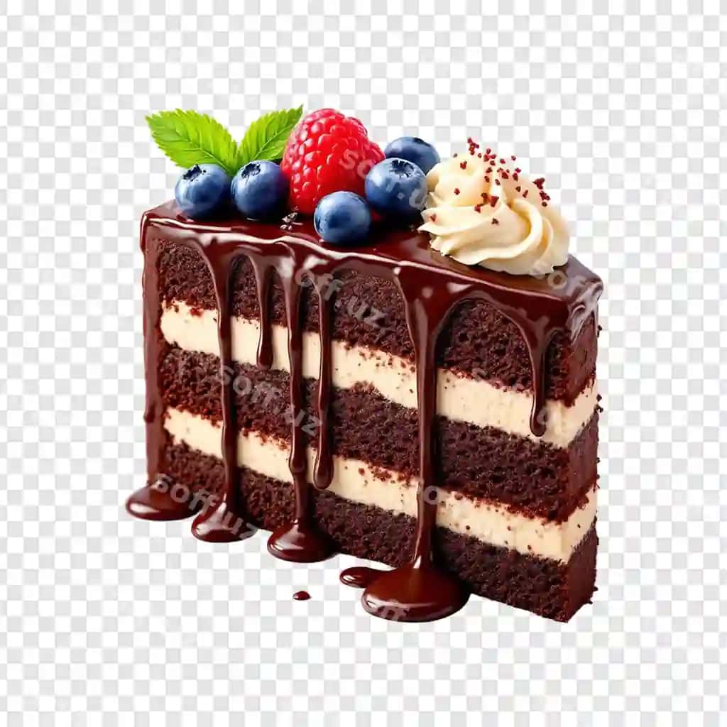 Izolyatsiya qilingan shokoladli tort shaffof fon | Chocolate cake isolated transparent background