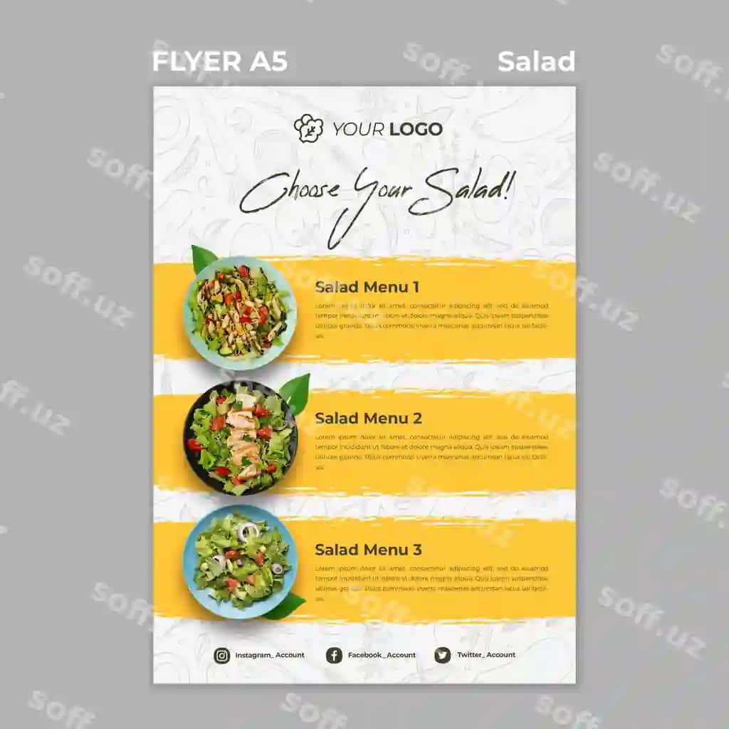 Flyer shabloni sog‘lom salat tushlik | Flyer template healthy salad lunch