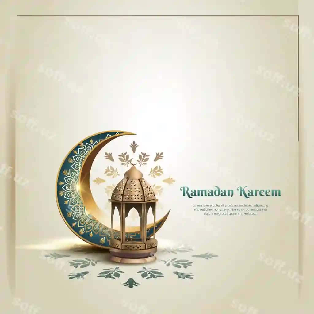 Islomiy Ramazon muborak kartochka dizayni go'zal fonar bilan | Islamic greetings ramadan kareem card design with beautiful lantern