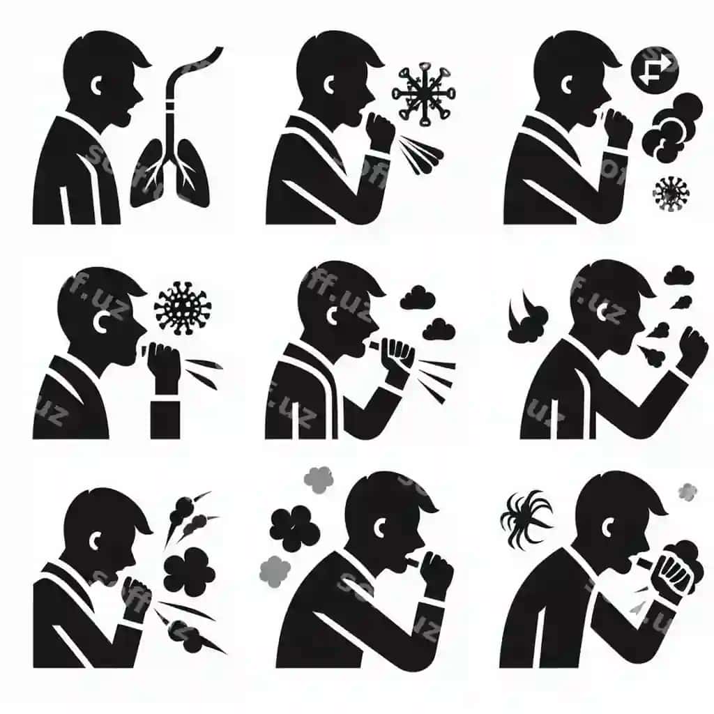 O'tkirgan smog ikonlar to'plami | Coughing smog icon set