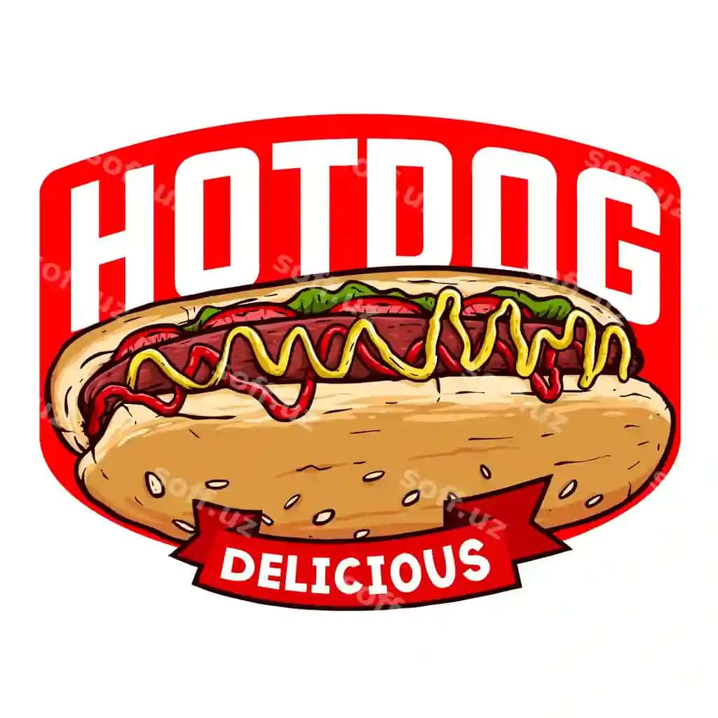 Mazali hot dog logo badjlar | Delicious hot dog logo badges
