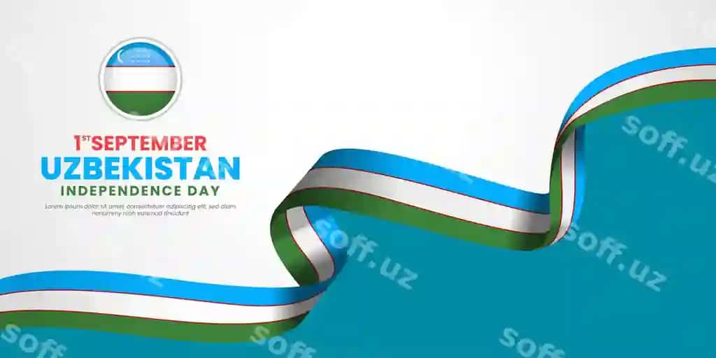 1-sentyabr O'zbekiston mustaqillik kuni bayroqlar hilpiraydi | Uzbekistan independence day 1 september with waving flags copy space