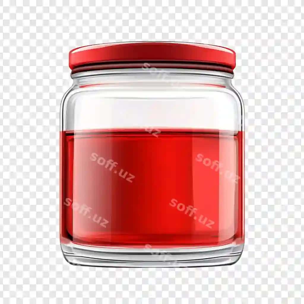 Qizil suv bilan shisha banka | Glass jar with red liquid