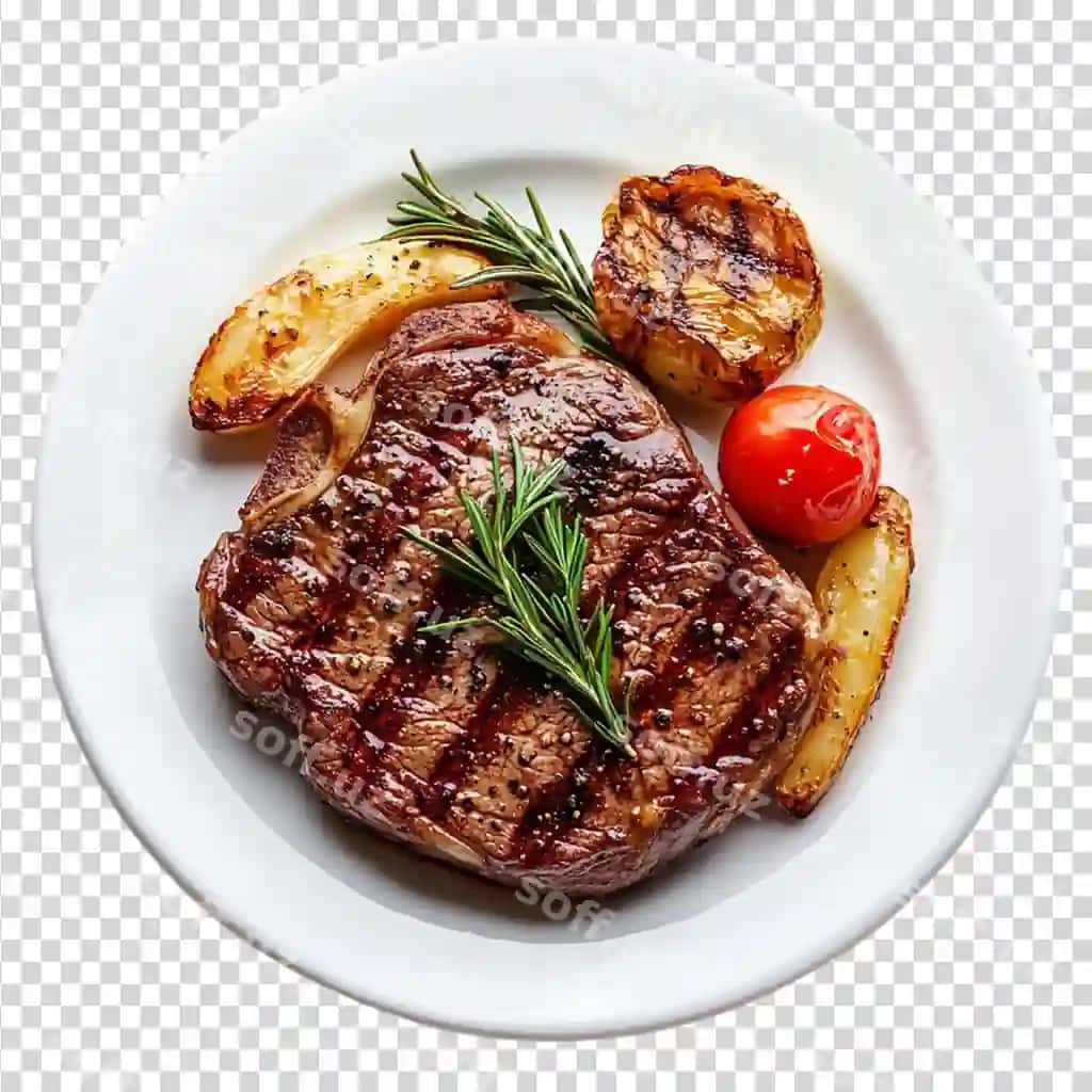 Steyk nonusida izolyatsiya shaffof fonsiz | Steak dinner isolated transparent background