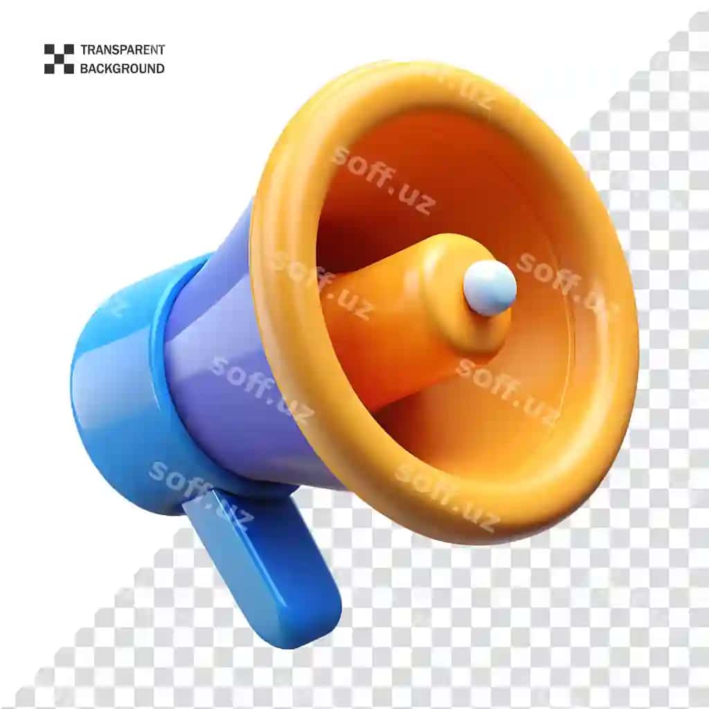 Megafon akustigi 3d render uslubi ikon png rasm ajraltirilgan shaffof | Megaphone speaker 3d render style icon png image isolated transparent