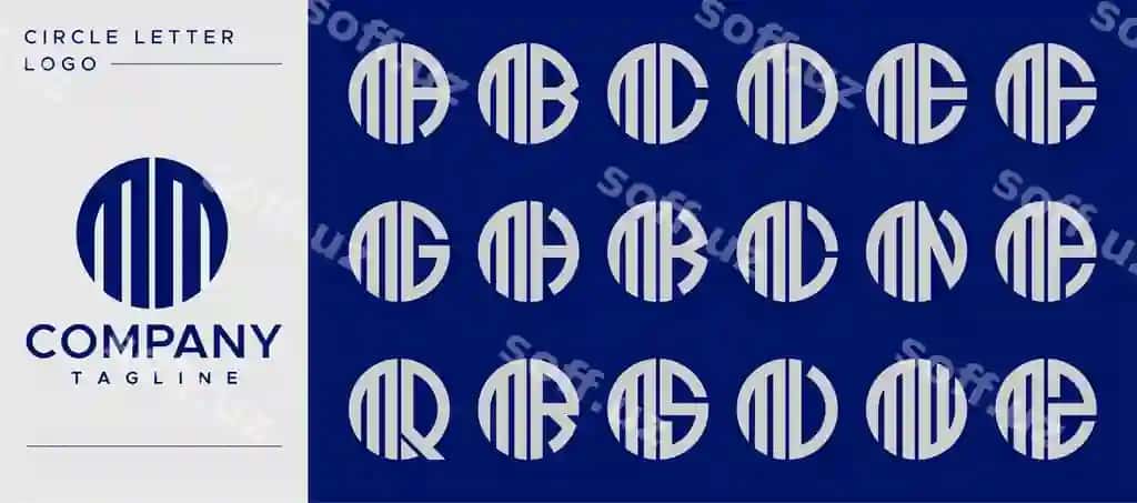 Oddiy doira m harfi logotip dizayn to'plami | Collection simple circle letter m logo design