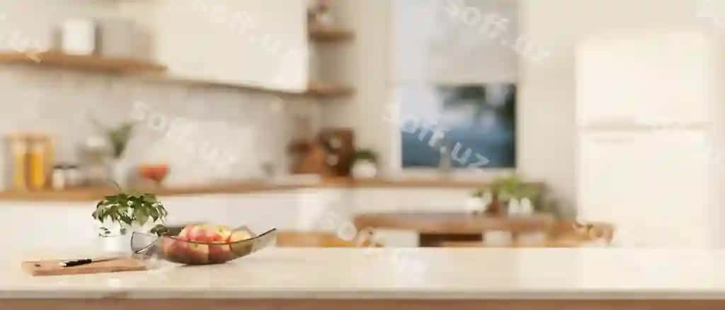 Nusha joyi hashamat oq marmur oshxona stol usti zamonaviy oq oshxona yaqinlik rasmi | Copy space luxury white marble kitchen tabletop modern white kitchen closeup image