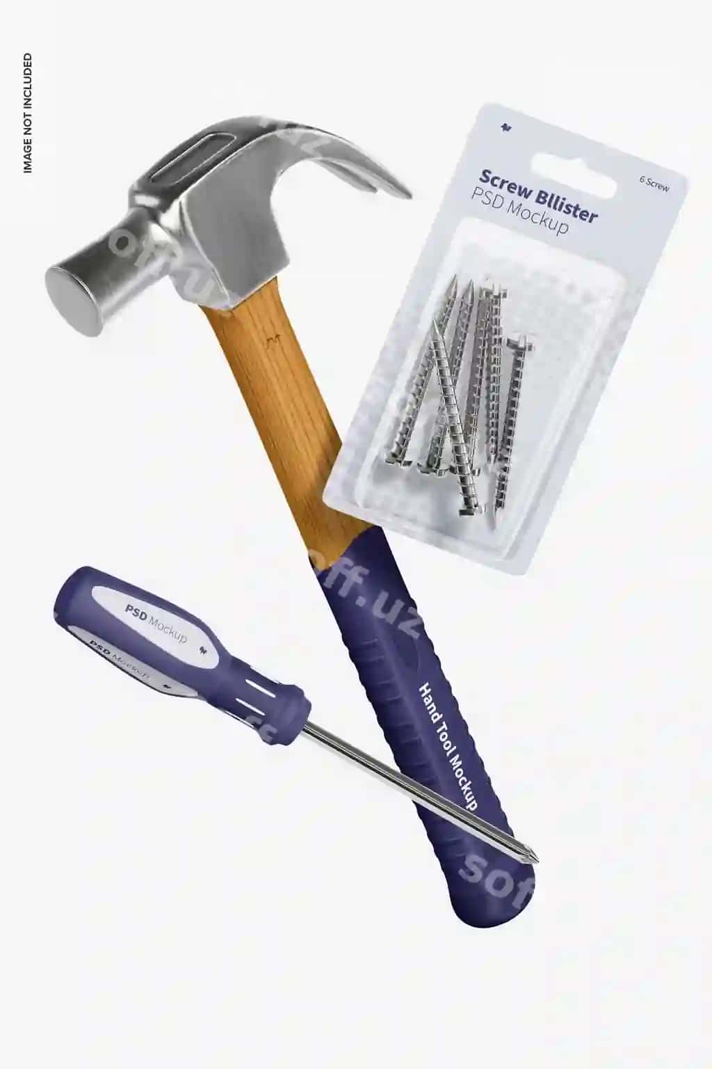 Qo'l asboblari komplekti modeli suza turgan | Hand tool set mockup floating