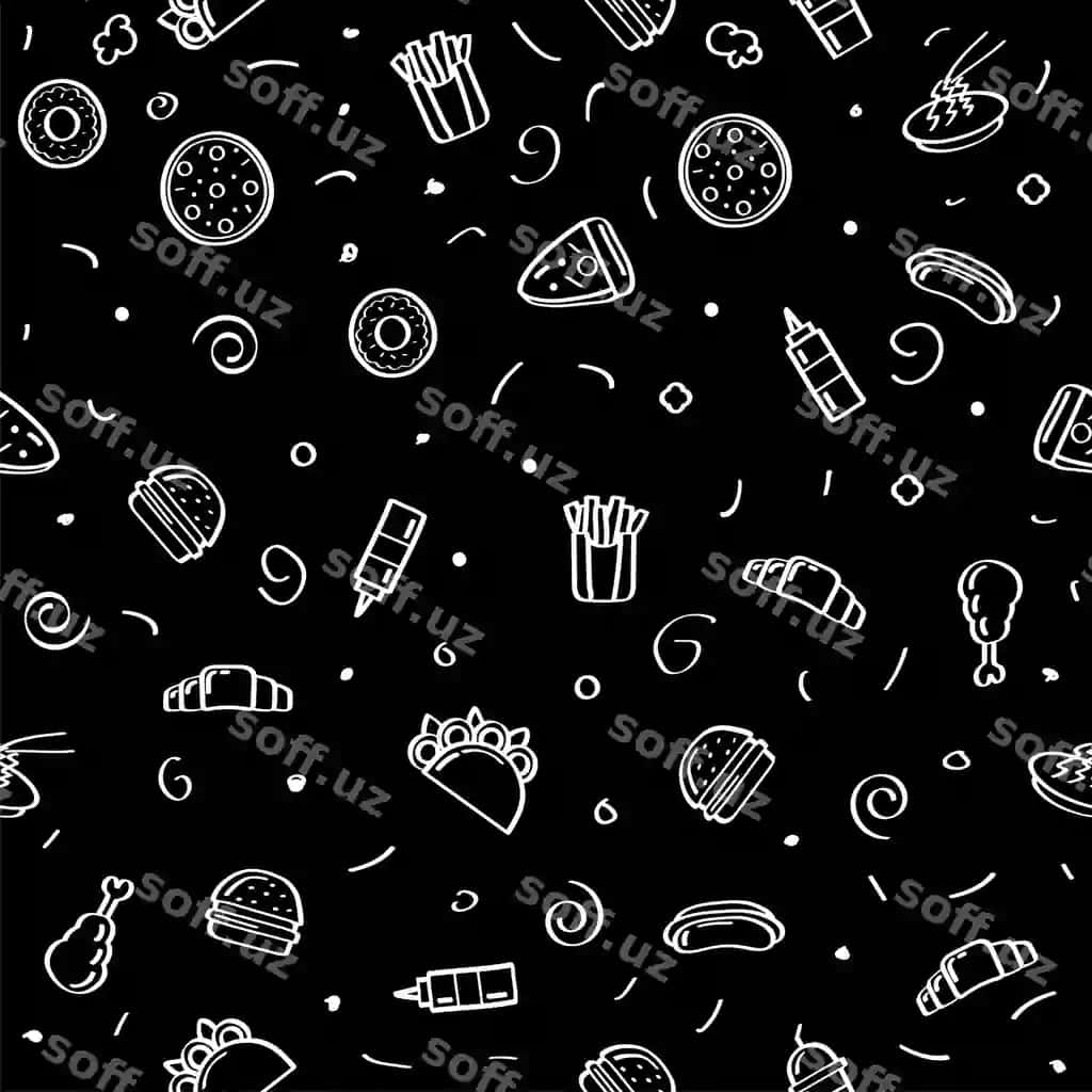 Abstrakt chizma uzilsiz naqsh qo'l bilan chizilgan fast food elementlari vektor | Abstract doodle seamless pattern hand drawn fast food elements vector