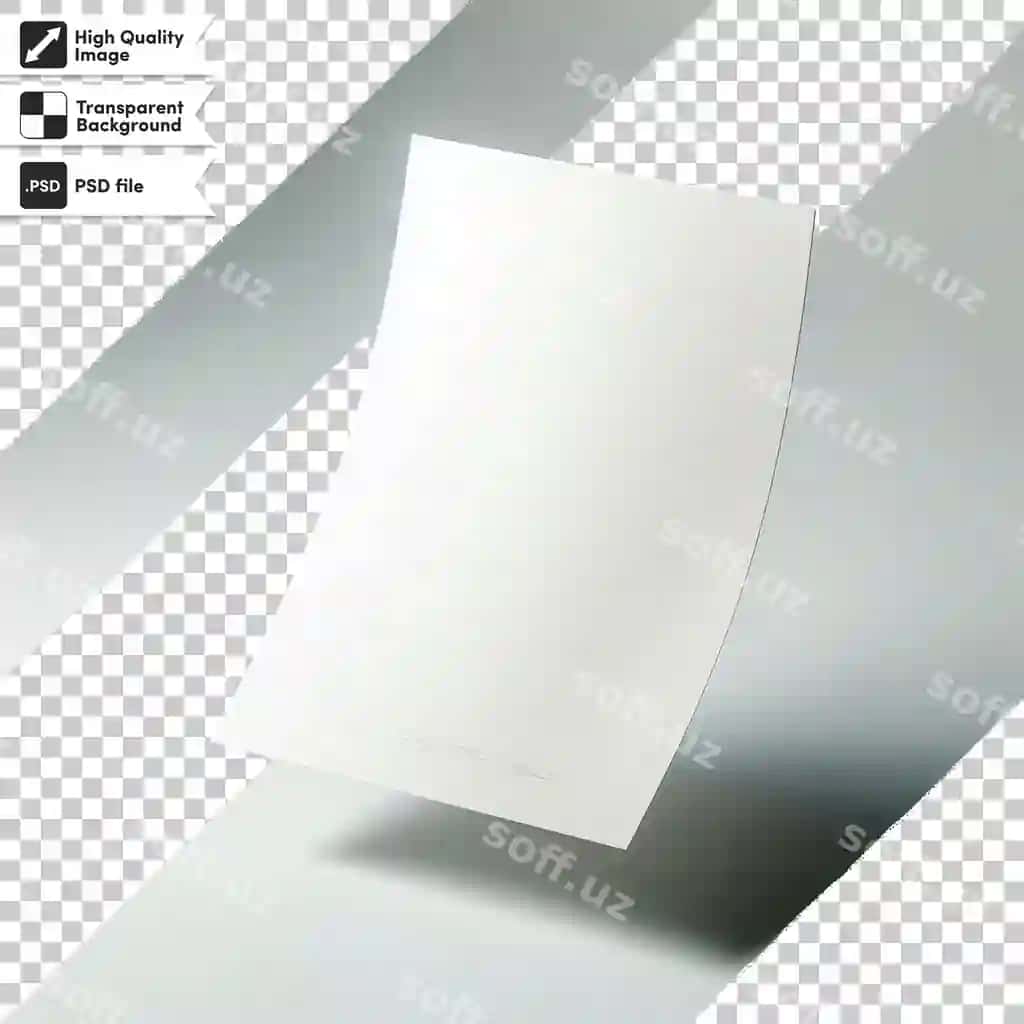 Psd shlyapa varaqi o'tkir fon bilan tahrirlangan maska qatKatılayeri | Psd white paper transparent background with editable mask layer