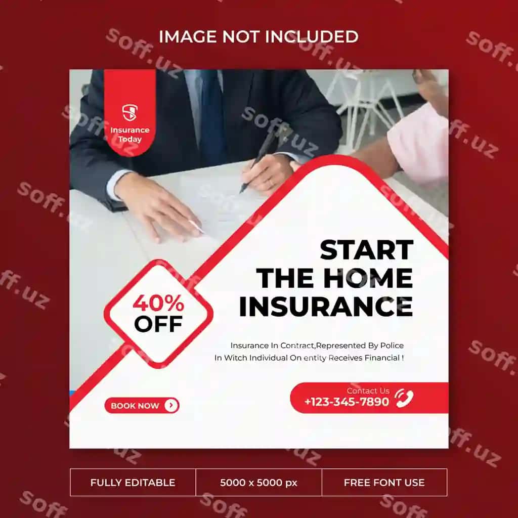 Sug'uvchi Instagram posti uchun ijtimoiy tarmoqlar shabloni | Insurance instagram post social media template