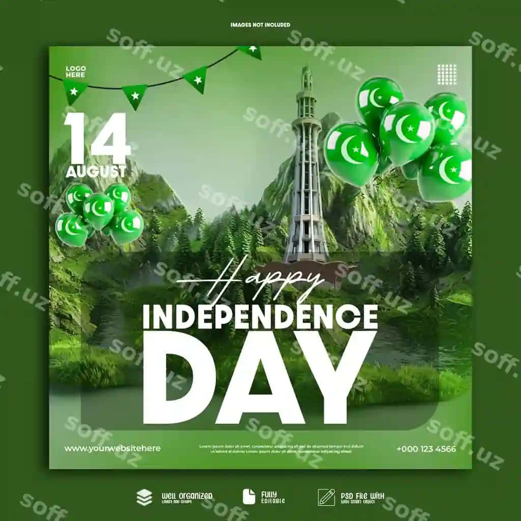 Afisha Mustaqallik kuni yashil fon bilan yashil fon bilan | Poster independence day with green background with green background