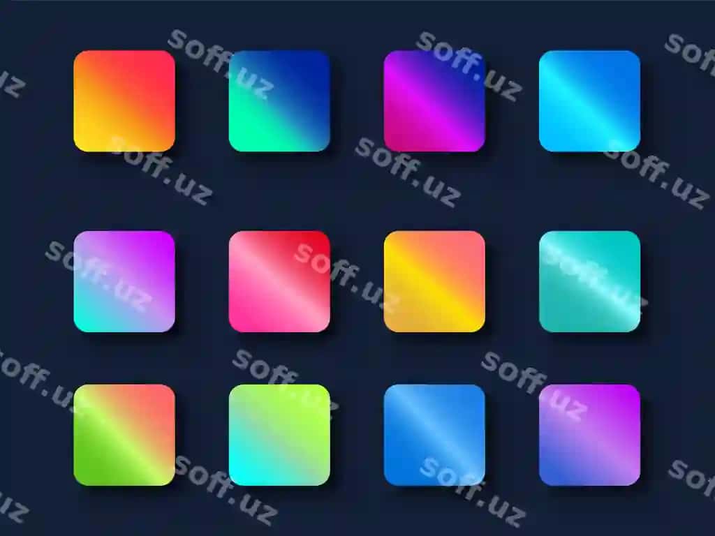 Rangli binofat gradientlar premium vektor to'plami | Colorful set vibrant gradients premium vector