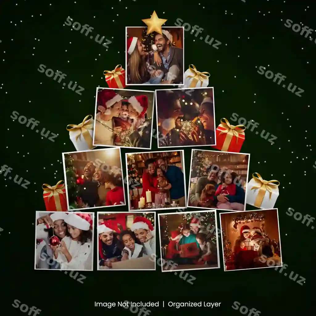 Foto ramka Yul daraxti namunasi | Photo frame christmas tree mockup