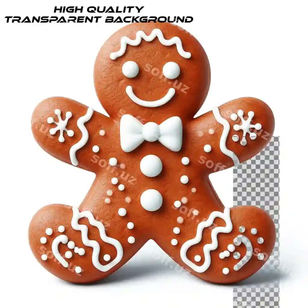 An'iyaviy ro'zg'or pechenyasi zirvak erkak ajralangan shaffof | Traditional christmas cookie gingerbread man isolated transparent