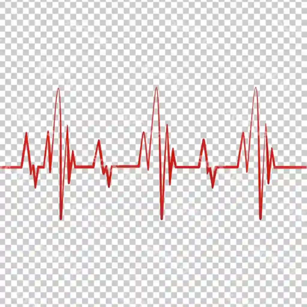 Yurak urshi EKG qizil yurak urishi chiziq ajraltirilgan shaffof fonda | Heart beat ecg red heartbeat line isolated transparent background