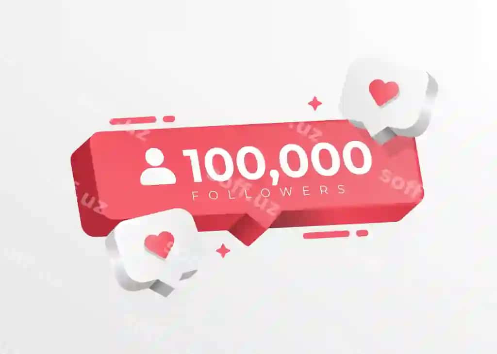 100k ijtimoiy tarmoqlar kuzatuvchilari dizayni | 100k social media followers design