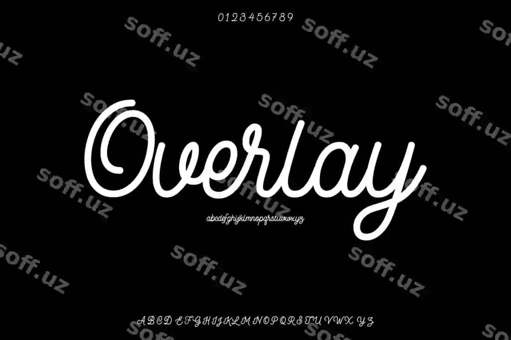 Dekorativli overlay ijodkor vektor skript alifbo shrift dizayni | Decorative overlay creative vector script alphabet font design