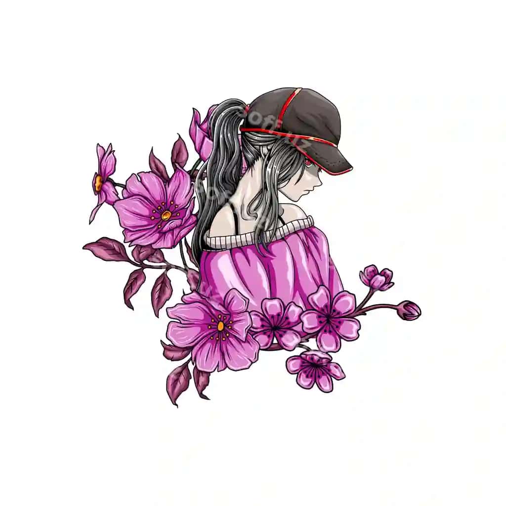 Illustratsiya stilldi ayol boshlik kiygan | Illustration cool girl wearing hat