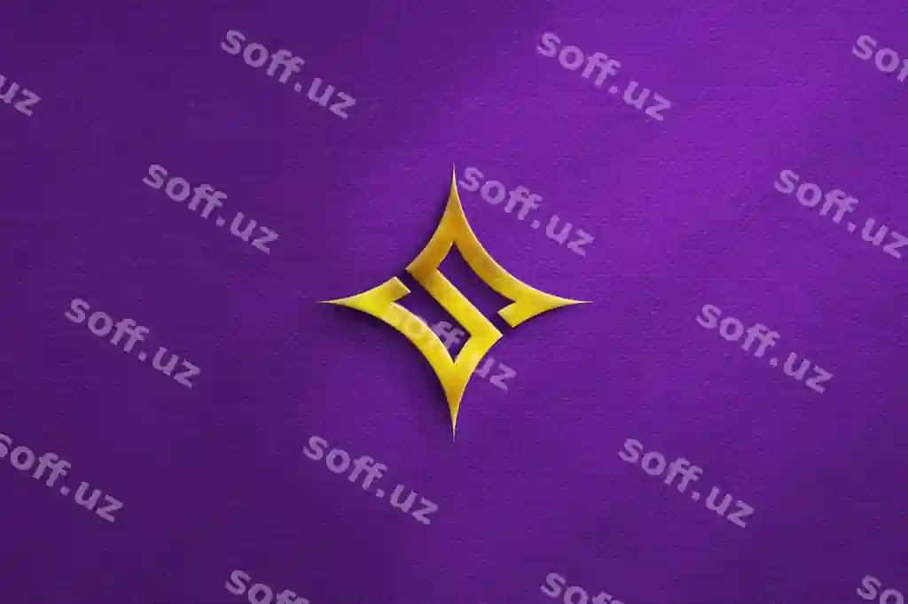 Yorqin oltin logotip namuna qoplanma effekti binafshee tekstura orqa fonda | Light gold logo mockup with embossed effect purple texture background