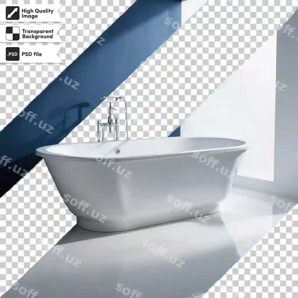 Psd zamonaviy hammom ichki dekoratsiyasi, vanna hammastaxam shaffof fonda | Psd modern bathroom interior with bathtub transparent background