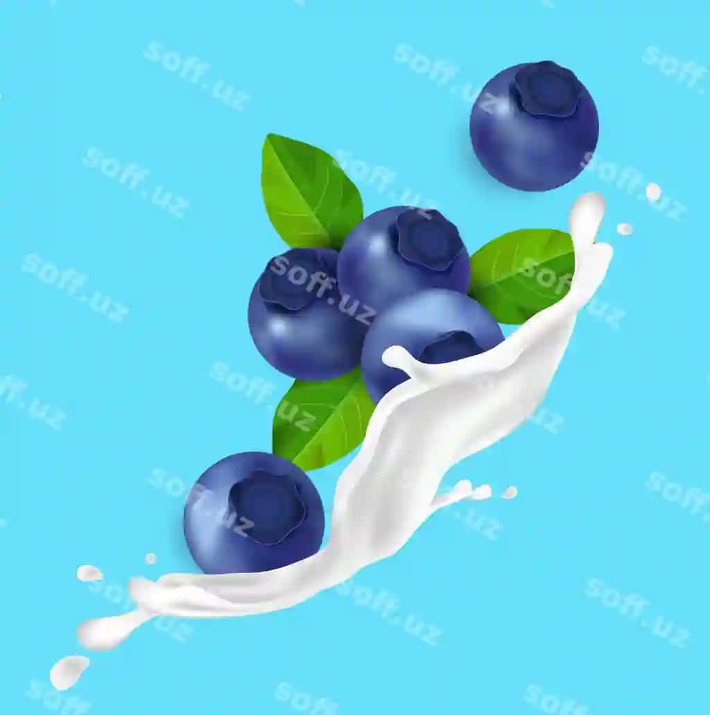 Yashil uzum sut silahtirish realistik | Blueberries milk splash realistic