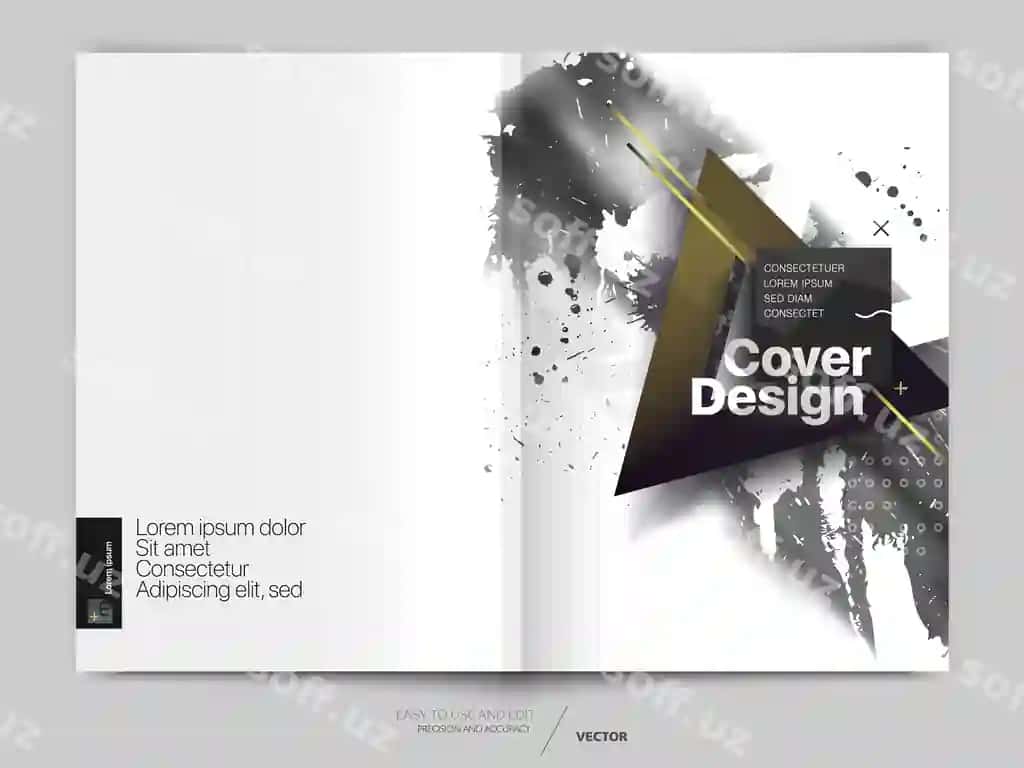 Muommalarning yillik hisobot shabloni, broshuralar, flyerlar, prezentatsiyalar uchun muommalik dizayni | Cover design annual report template brochures flyers presentations