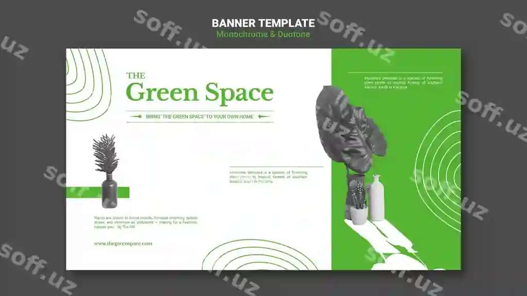 Yashil fonsiyon banner shabloni | Green space banner template