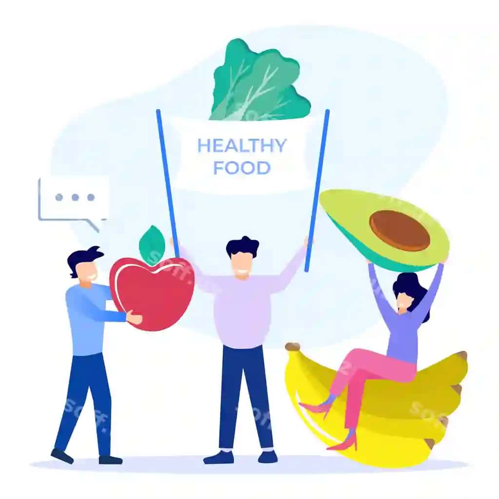 Illustratsiya vektor grafik multfilʻm karyakteri sogʻ xavot | Illustration vector graphic cartoon character healthy food