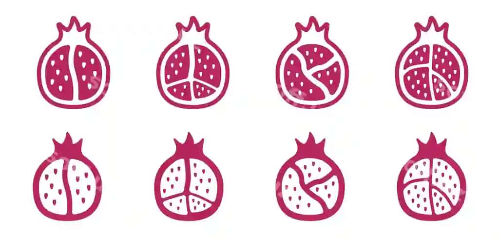 Anor meva ikonasi qizil rangda shaffof orqa fonda ajratilgan | Pomegranate fruit icon red color isolated transparent background