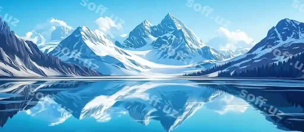 Tinch cho'l qurra aks muzlangan ko'l | Serene mountain reflection frozen lake