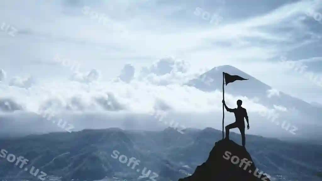 Siluet erkak cho'g'irma tog' kontseptsiyasi g'alaba muvaffaqiyati | Silhouette man peak mountain concept victory achievement