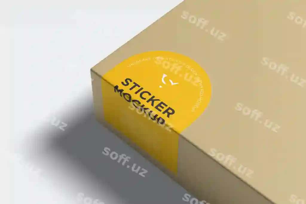 Archa shaklidagi stiker mockup qutida | Arch shaped sticker mockup box