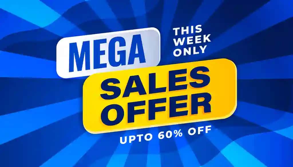 Mega sotuvi gorizontal banner dizayni shablonlarini taklif qiladi | Mega sale offer horizontal banner design templates